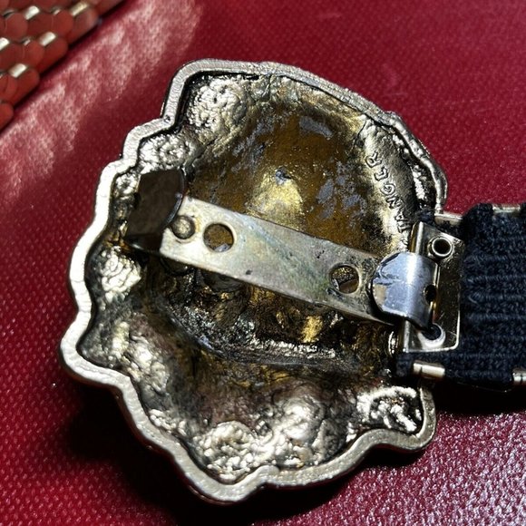 Signed STANGER NY Dramatic Gold Lion Rhinestone Gold Belt 26” Stretches To 45” - Picture 3 of 4